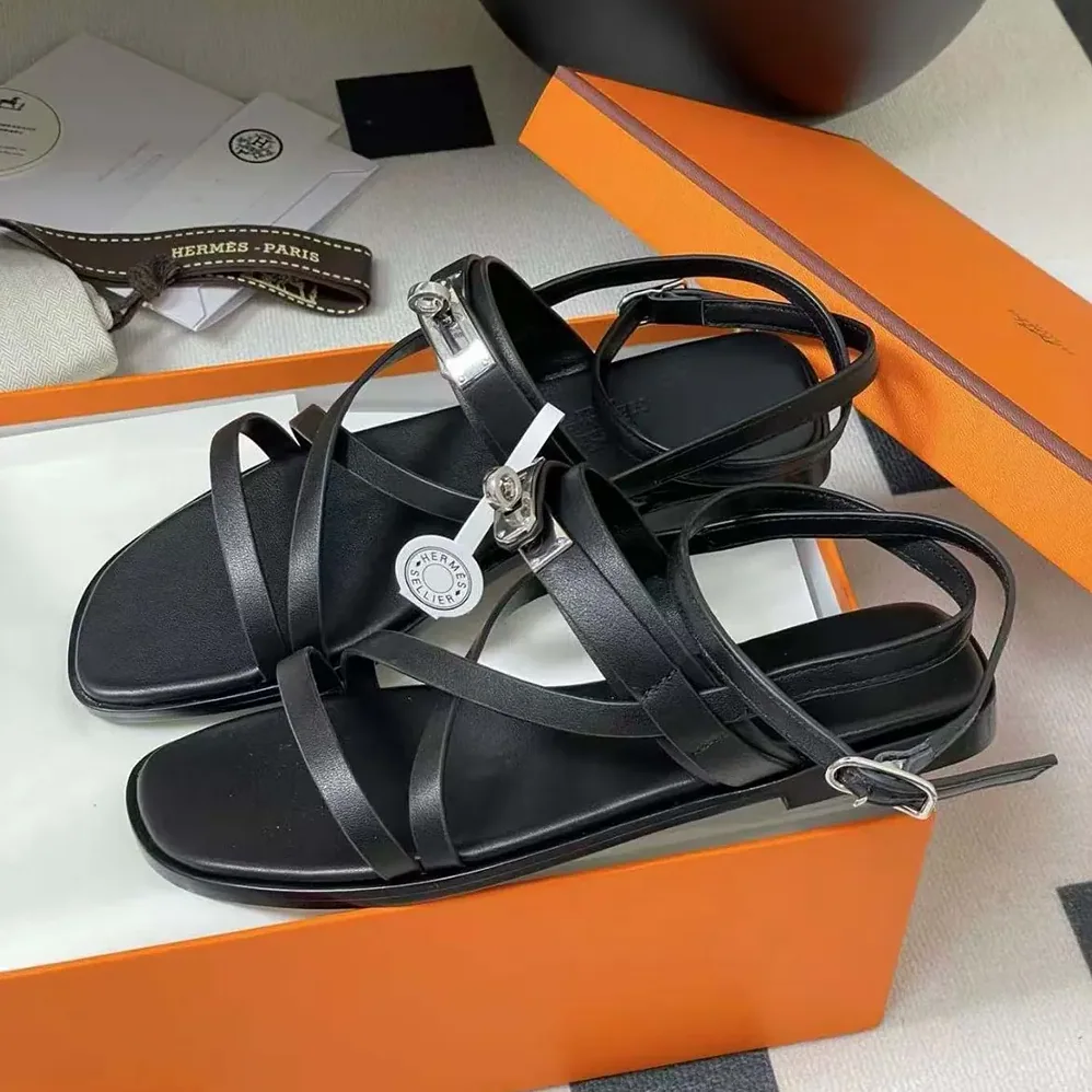 Hermes June Sandal in Calfskin-Black H242104Zv02360 for Women Hermes June Sandal in Calfskin-Black H242104Zv02360 for Women