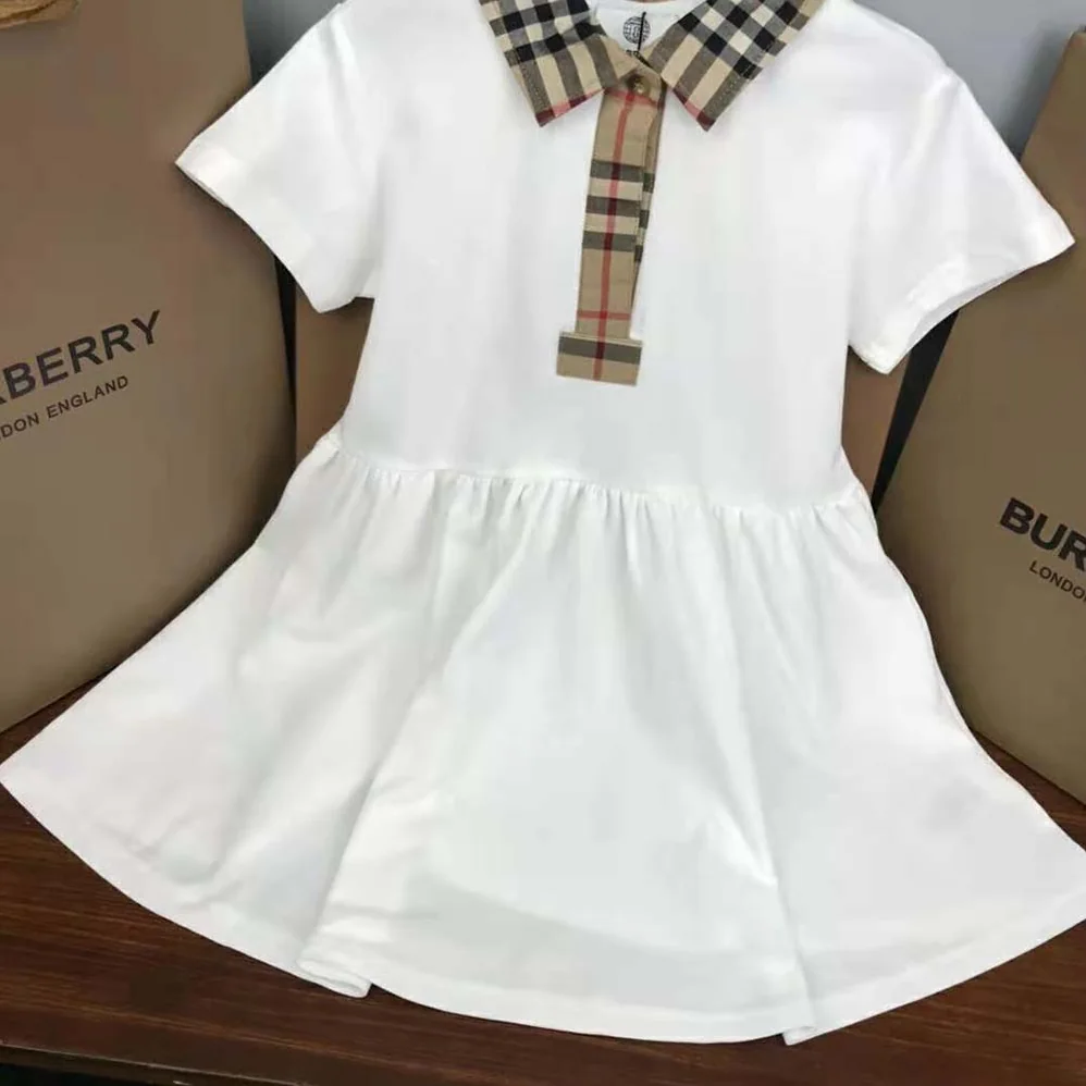 Burberry Toddler Girls' Check Trim Stretch Cotton Piqué Dress with Bloomers Burberry Toddler Girls' Check Trim Stretch Cotton Piqué Dress with Bloomers