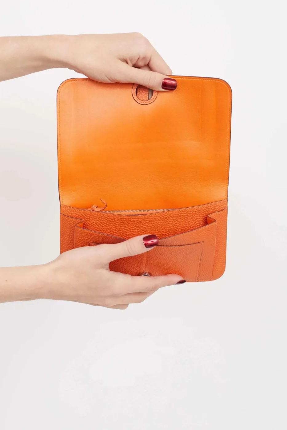 Amazing Orange Clemence Leather Dogon Travel Wallet