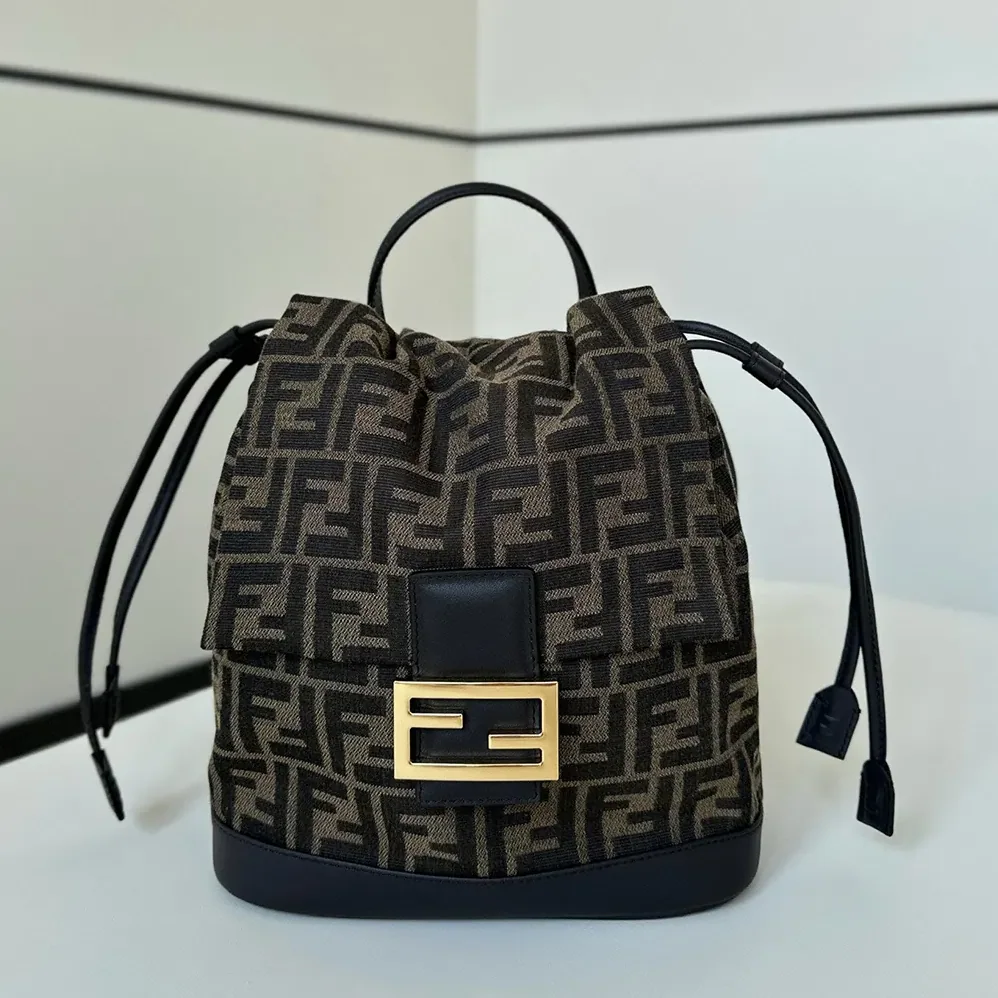 Fendi Brown FF Jacquard Fabric Backpack for Women Fendi Brown FF Jacquard Fabric Backpack for Women