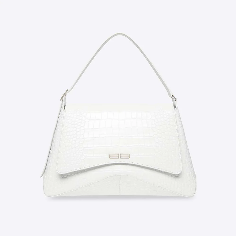 Balenciaga XX XL Flap Bag Crocodile Embossed in White for Women Balenciaga XX XL Flap Bag Crocodile Embossed in White for Women