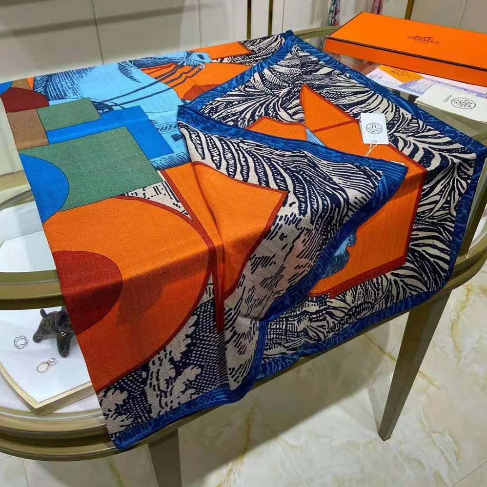 Hermes Cavalier En Formes Scarf 90 for Women in Orange