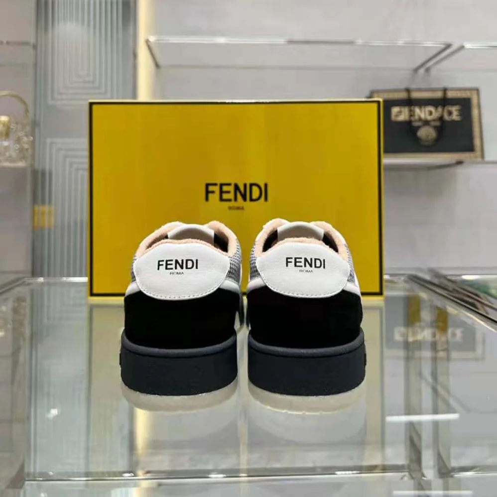 Fendi Match Low Tops in Black Suede for Women Fendi Match Low Tops in Black Suede for Women