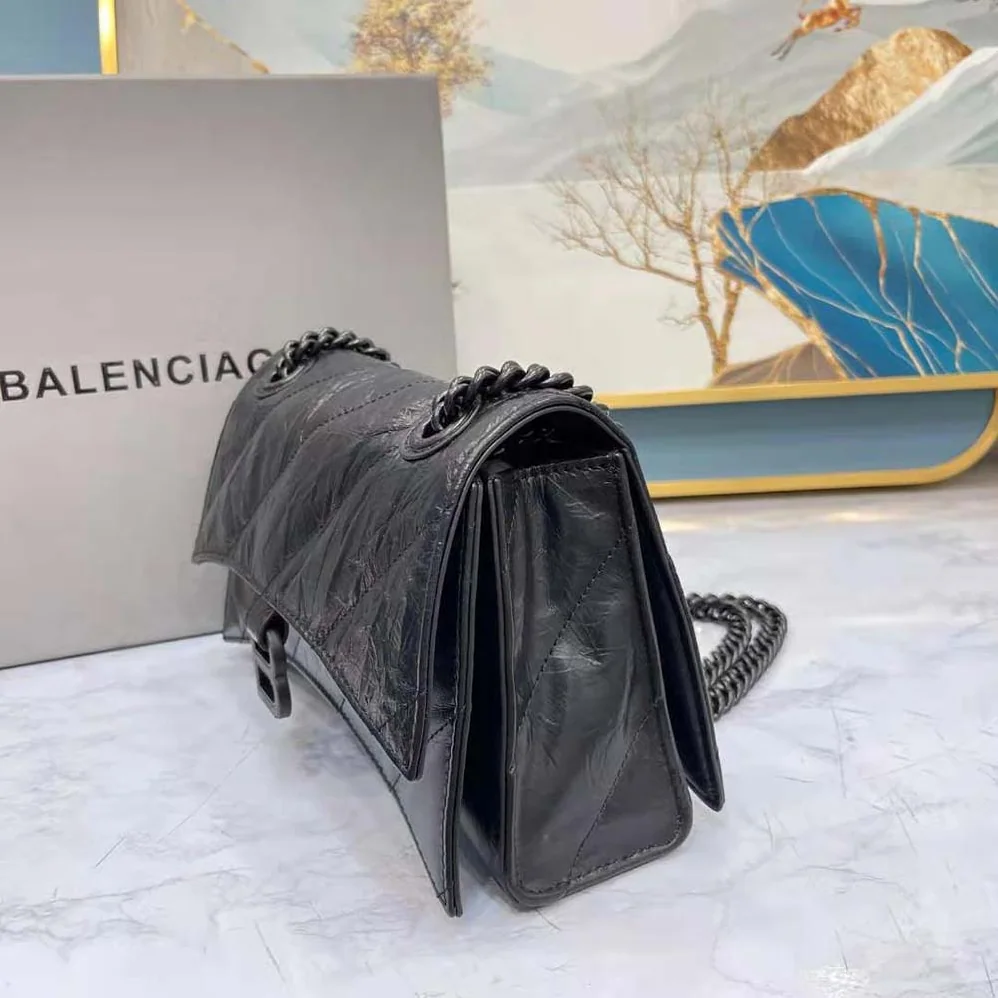Balenciaga Crush Small Chain Bag Quilted in Black for Women