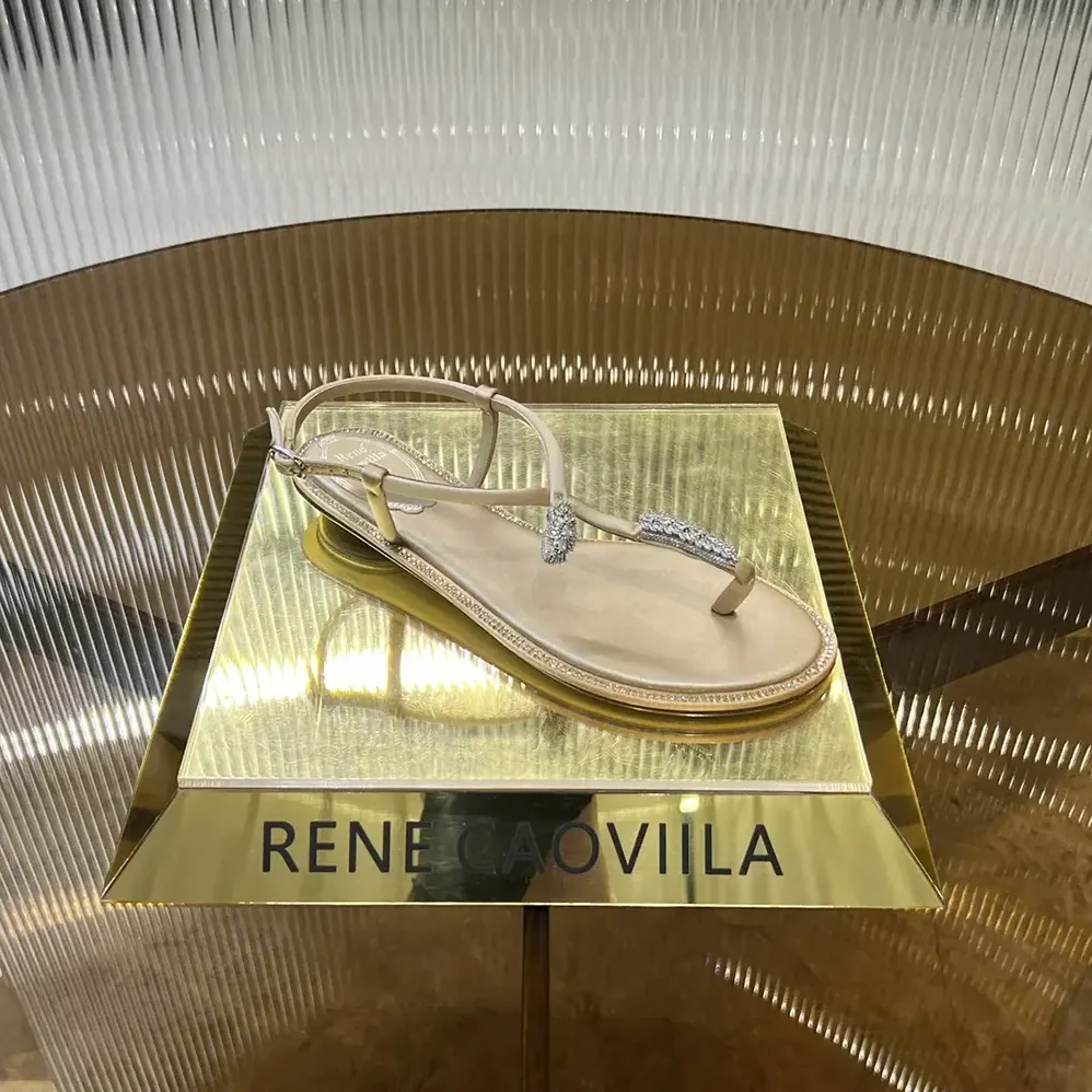 Rene Caovilla Serpente Nude Thong Sandal 10 for Women