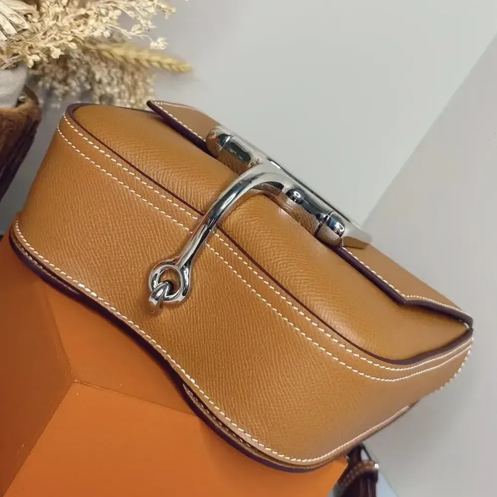 Hermes Della Cavalleria Mini Bag Epsom Leather for Women in Brown/Silver