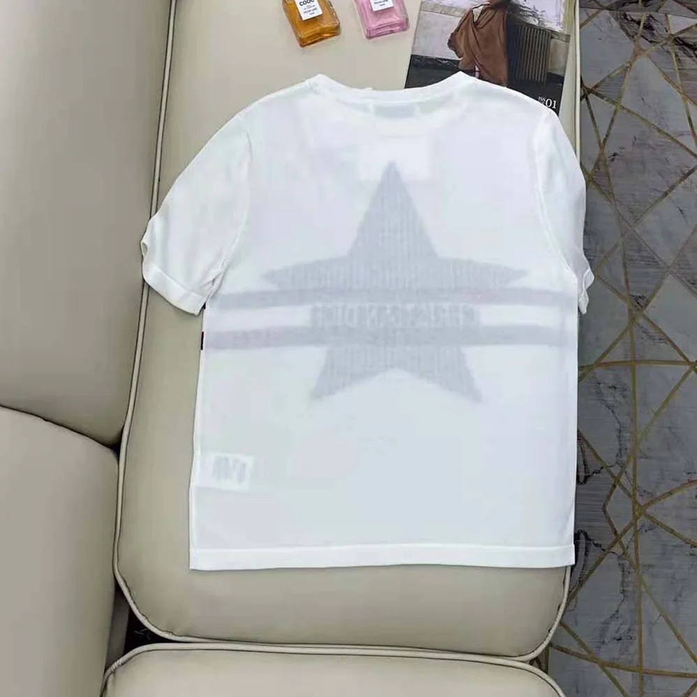 Dior Dioralps T-shirt White Three-Tone Dior Star Cotton Jersey and Linen for Men Dior Dioralps T-shirt White Three-Tone Dior Star Cotton Jersey and Linen for Men