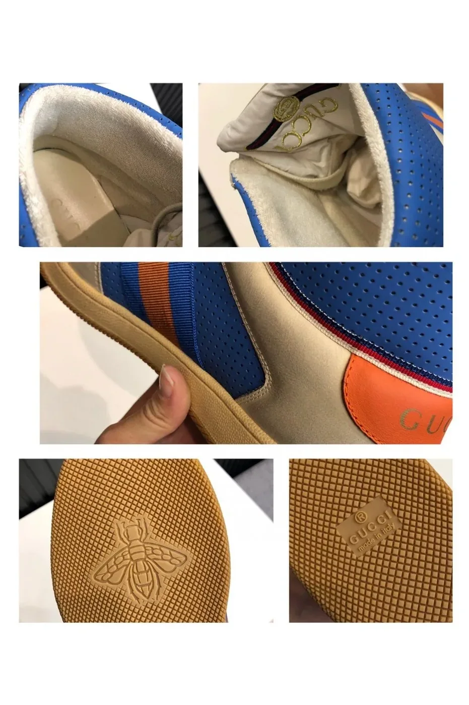 Gucci Screener Distressed High Top Beige Blue for Women Gucci Screener Distressed High Top Beige Blue for Women