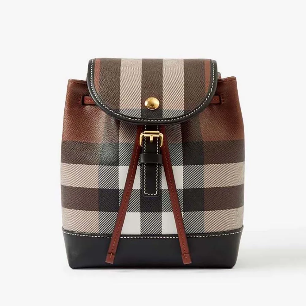 Burberry Check Micro Backpack in Calf Leather for Women Burberry Check Micro Backpack in Calf Leather for Women