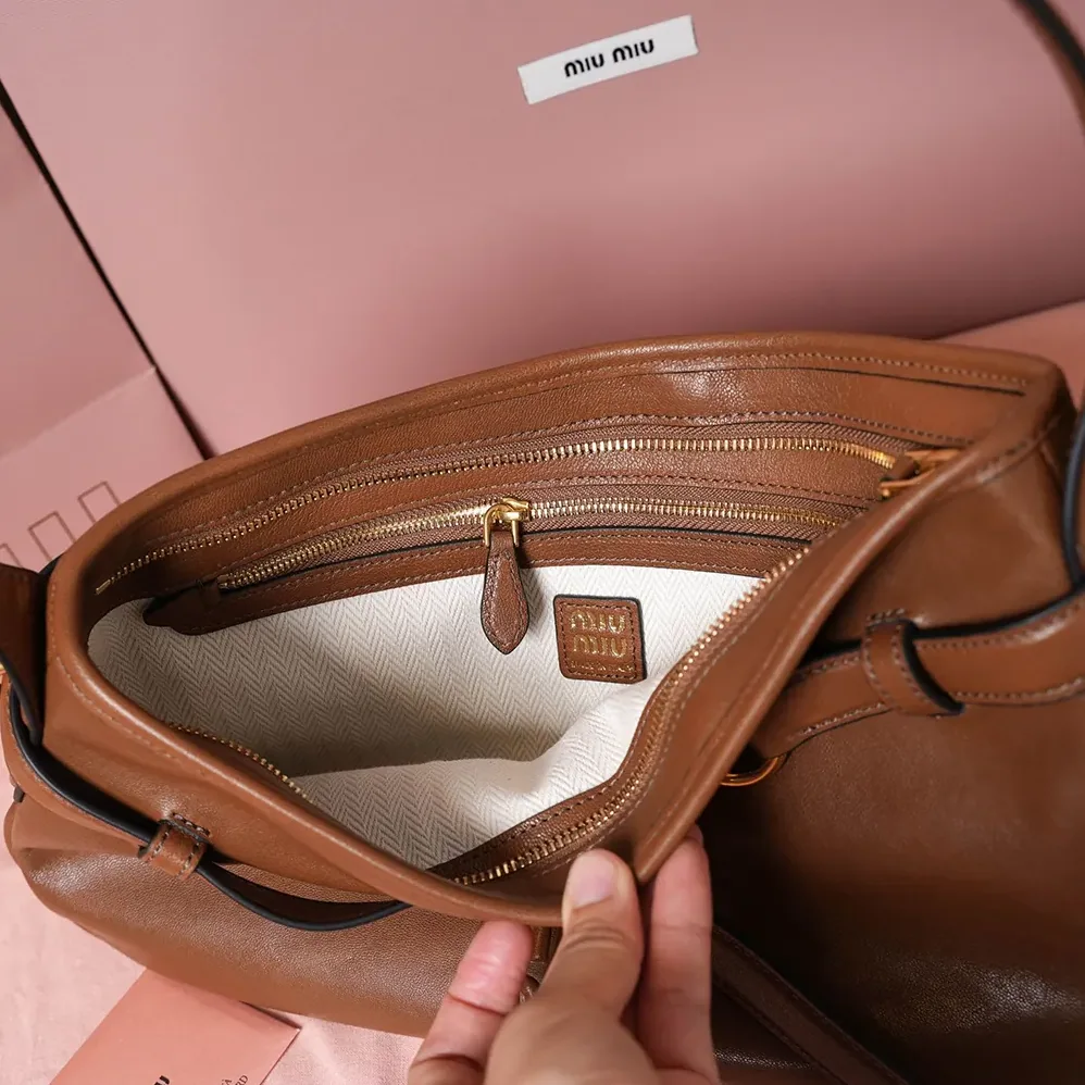 Miu Miu Aventure Nappa Leather Bag for Women in Brown