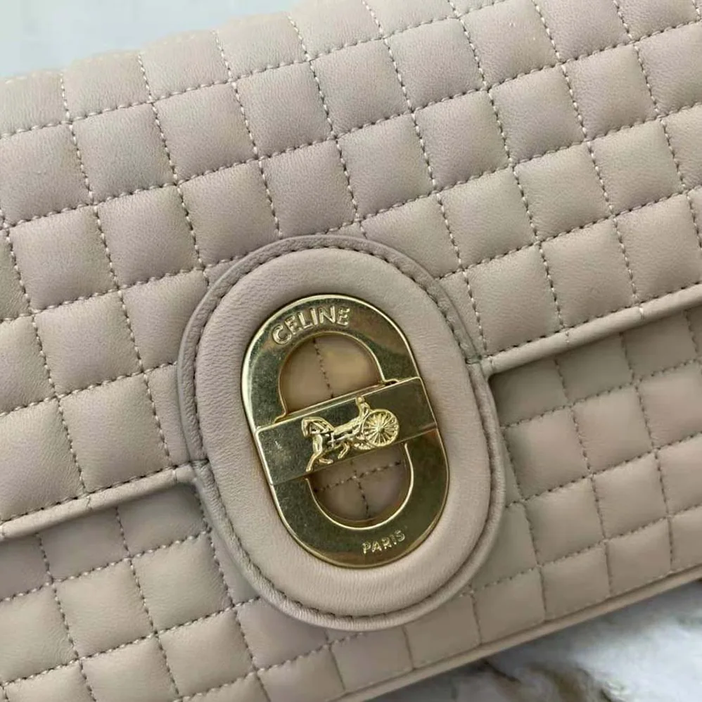 Celine Medium Chain Sulky Bag in Quilted Lambskin for Women in Sandy Celine Medium Chain Sulky Bag in Quilted Lambskin for Women in Sandy