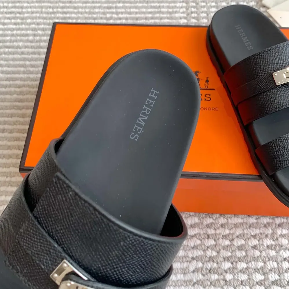 Hermes Jackson Sandal for Unisex in Black Hermes Jackson Sandal for Unisex in Black