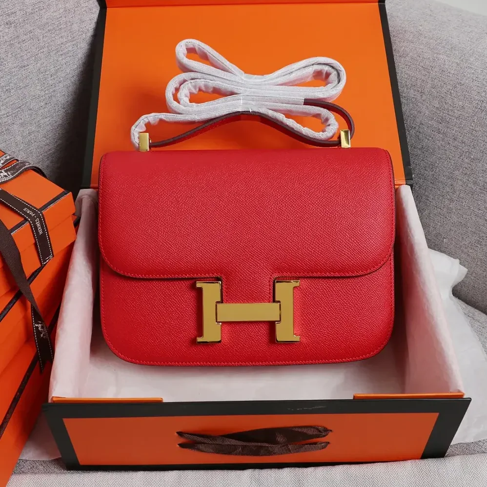 Hermes Constance 18 Bag Epsom Leather for Women in Red/Gold Hermes Constance 18 Bag Epsom Leather for Women in Red/Gold