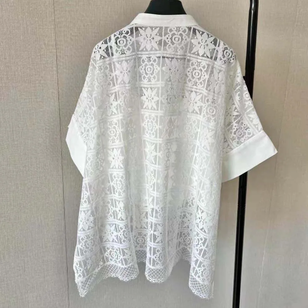 Dior Blouse Ecru Technical Cotton Lace for Women Dior Blouse Ecru Technical Cotton Lace for Women
