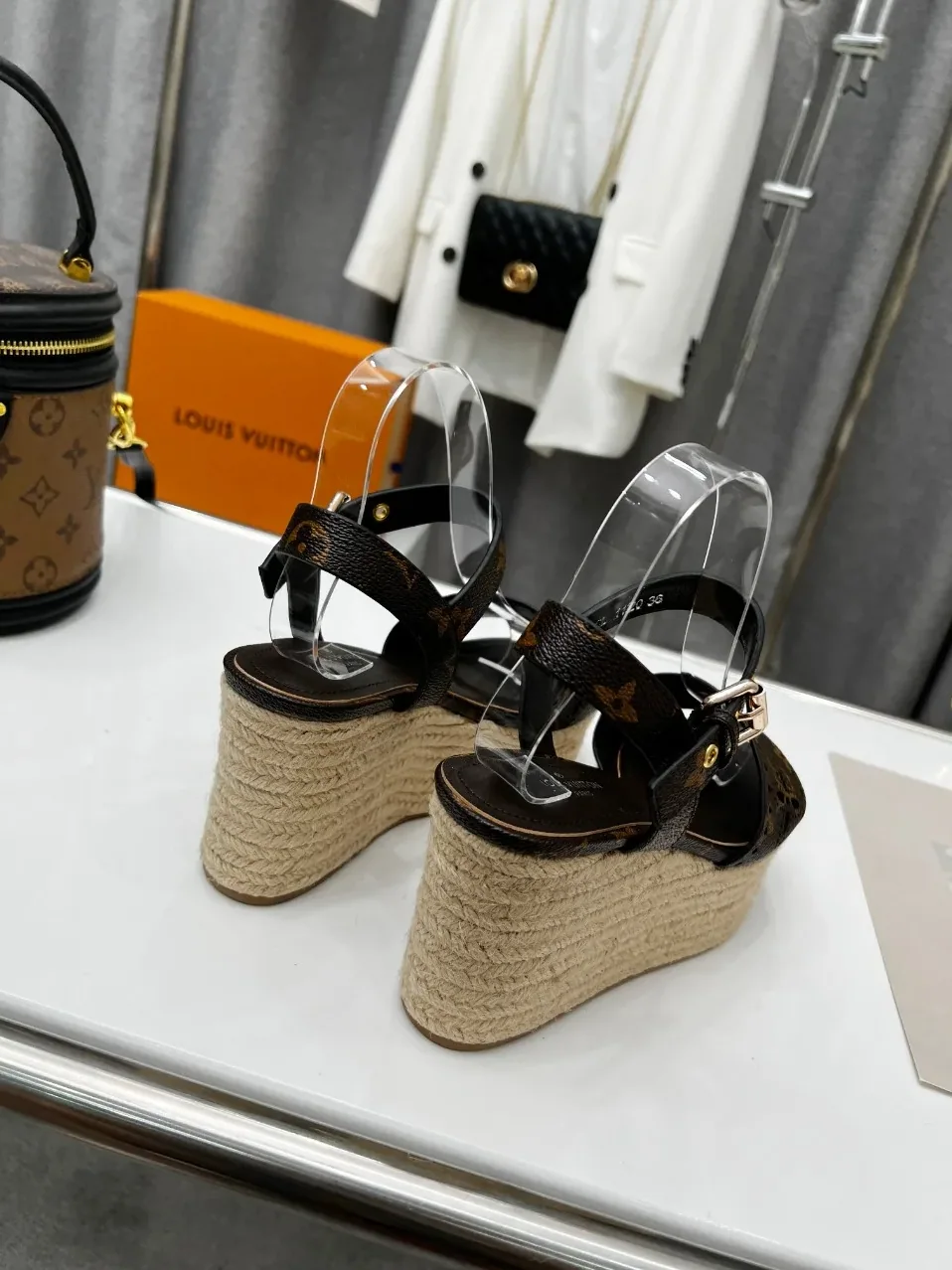 Louis Vuitton Starboard Wedge Sandal Black And Brown for Women