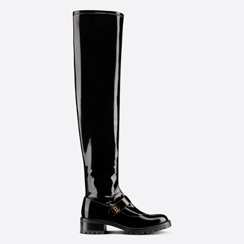 Dior D-Doll Thigh Boot Black Crinkled and Stretch Patent Calfskin for Women Dior D-Doll Thigh Boot Black Crinkled and Stretch Patent Calfskin for Women