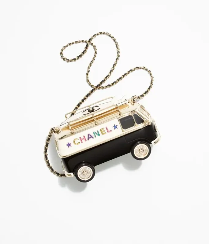 Chanel Mini Van Minaudiere / Black White And Gold Bag
