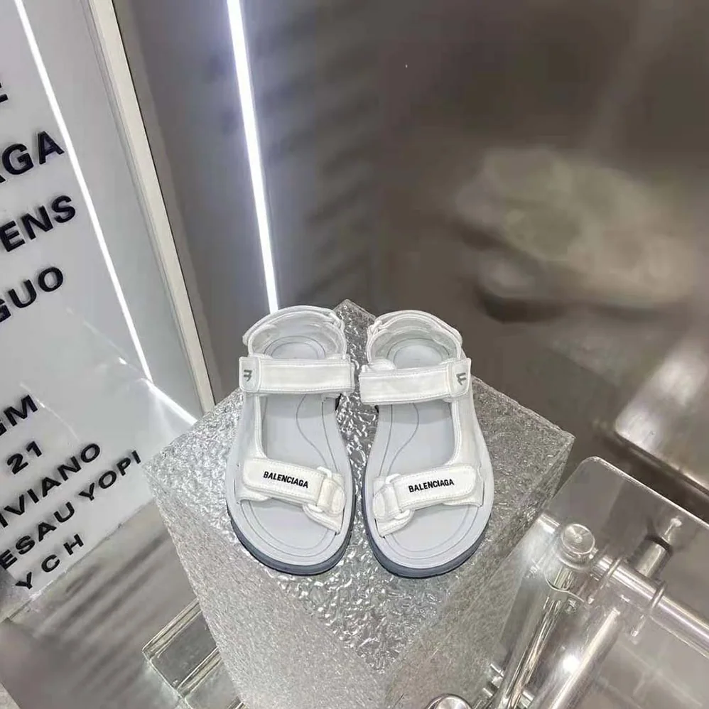Balenciaga Tourist Sandal in White, Grey and Black Technical Material for Unisex