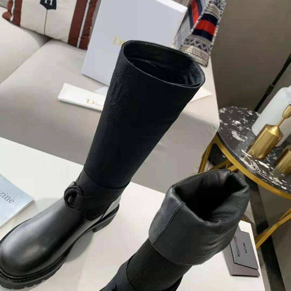 Dior D-Major Boot Black Technical Fabric and Calfskin for Women