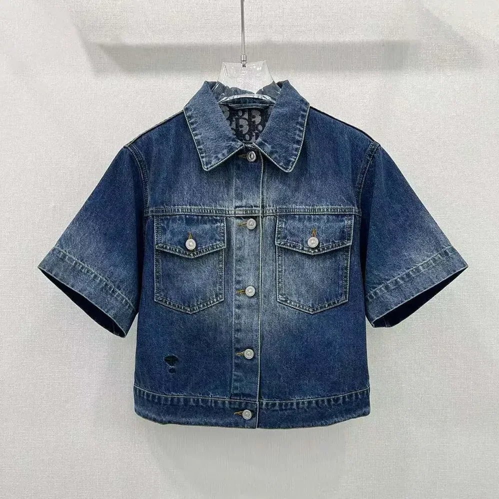 Dior Jacket Blue Stonewashed Cotton Denim with Dior Oblique Interior for Women