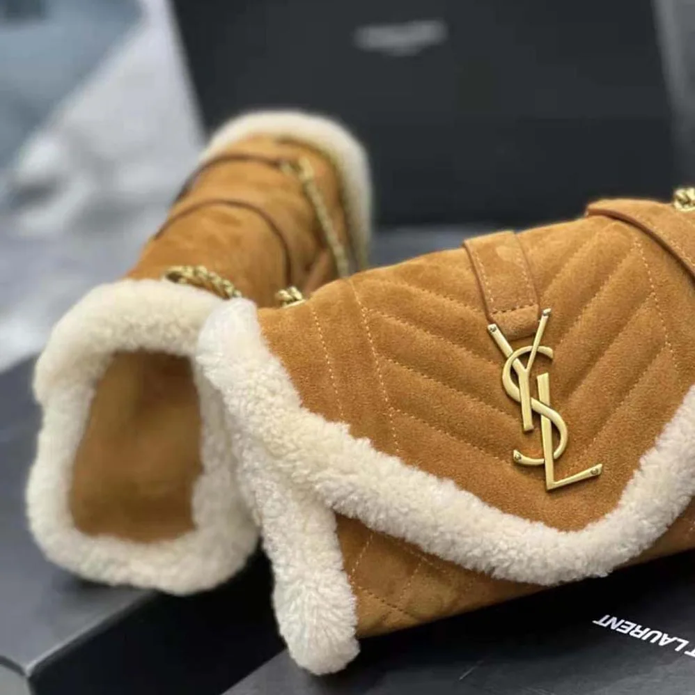 Saint Laurent YSL Envelope Small Bag in Suede and Shearling for Women