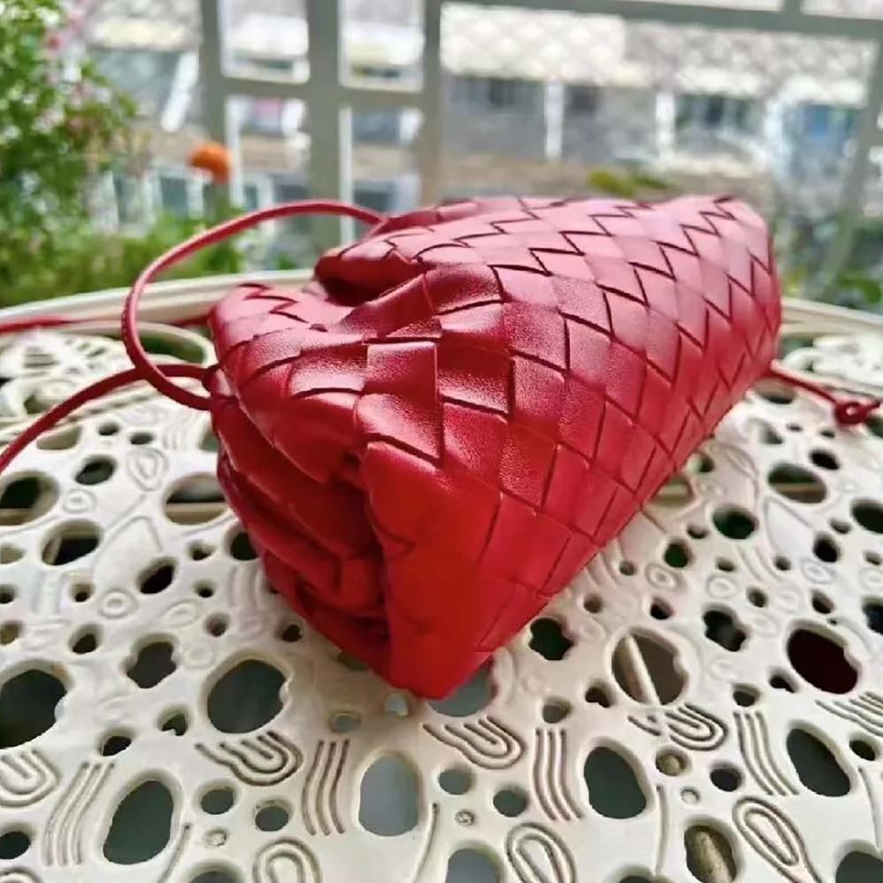 Bottega Veneta Mini Pouch Soft Voluminous Clutch in Supple Calf Leather for Women in Red