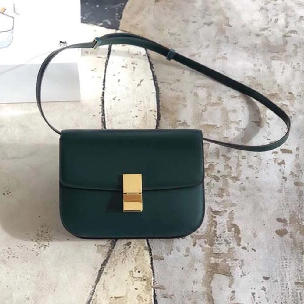 Celine Small Classic Bag in Box Calfskin Leather for Women in Dark Green