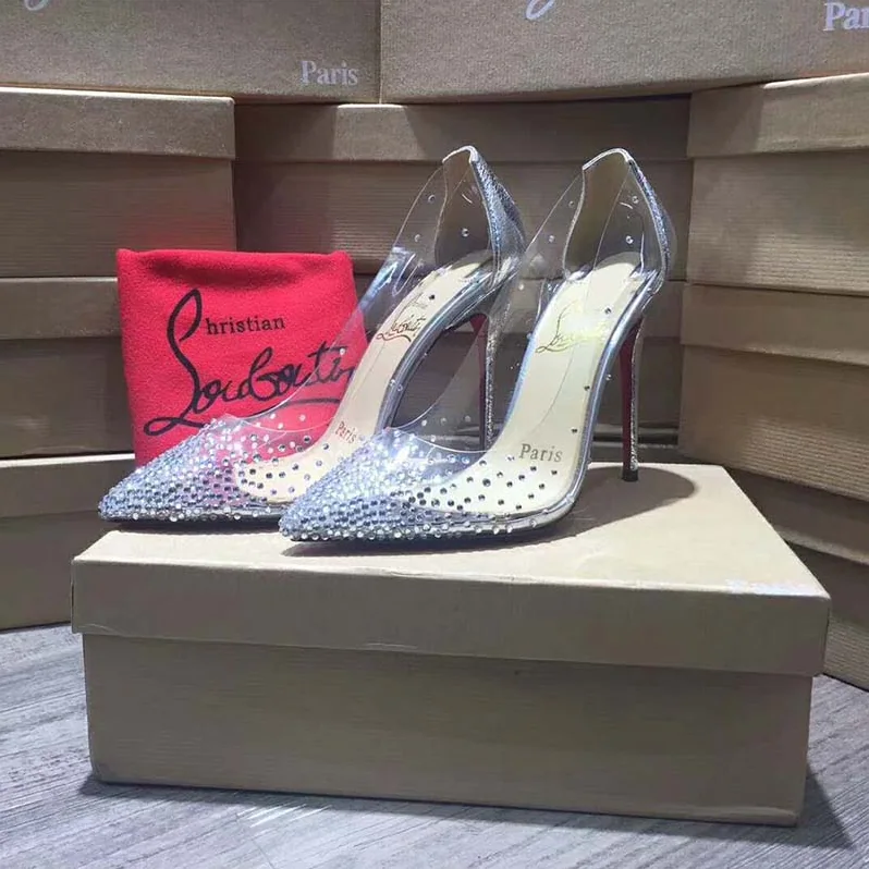 Christian Louboutin Shoes Degrastrass Pvc 100mm Heel for Women in Silver Christian Louboutin Shoes Degrastrass Pvc 100mm Heel for Women in Silver