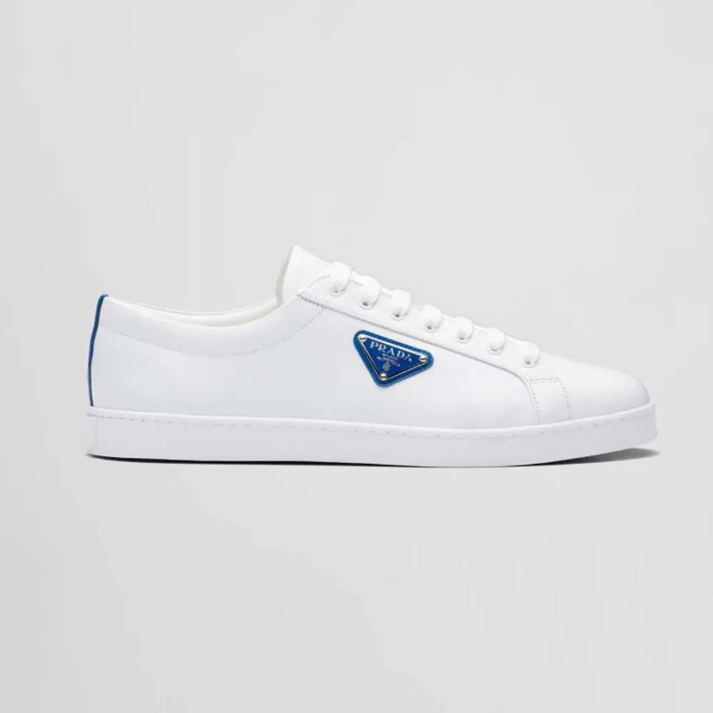 Prada Brushed Leather Sneakers for Men in Blue Prada Brushed Leather Sneakers for Men in Blue