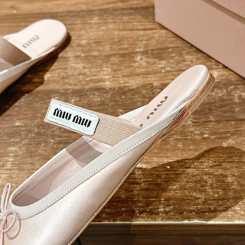 Miu Miu Satin Ballerina Mules for Women in Pink Miu Miu Satin Ballerina Mules for Women in Pink
