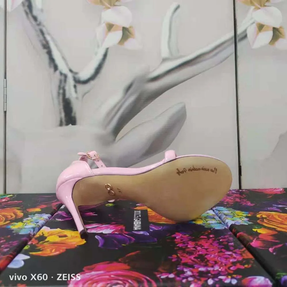 Dolce Gabbana D&G Patent Leather Sandals in 105 mm Heel Height for Women in Pink Dolce Gabbana D&G Patent Leather Sandals in 105 mm Heel Height for Women in Pink