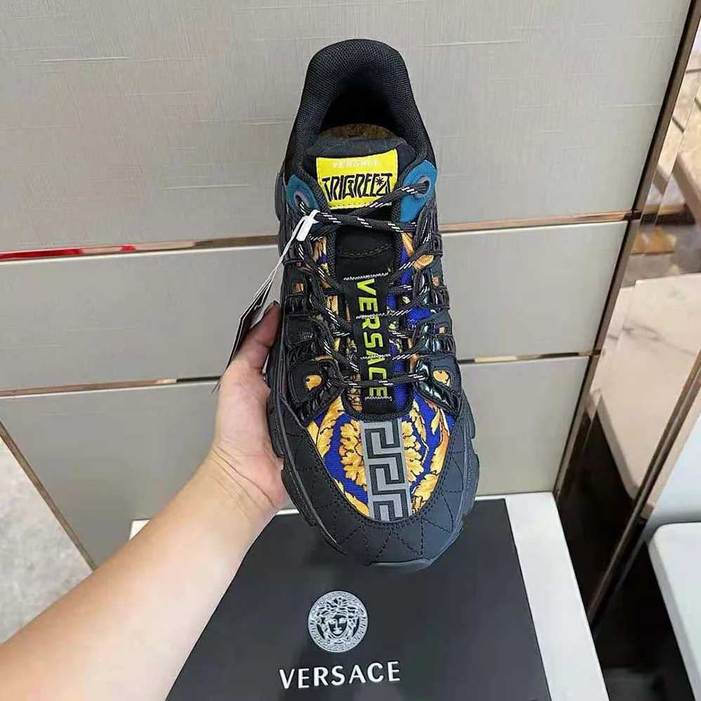 Versace Trigreca Sneakers with Medusa Renaissance Print for Men Versace Trigreca Sneakers with Medusa Renaissance Print for Men