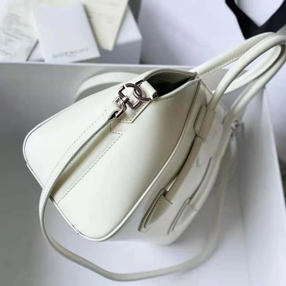Givenchy Mini Antigona Lock Bag in Box Leather for Women in White Givenchy Mini Antigona Lock Bag in Box Leather for Women in White