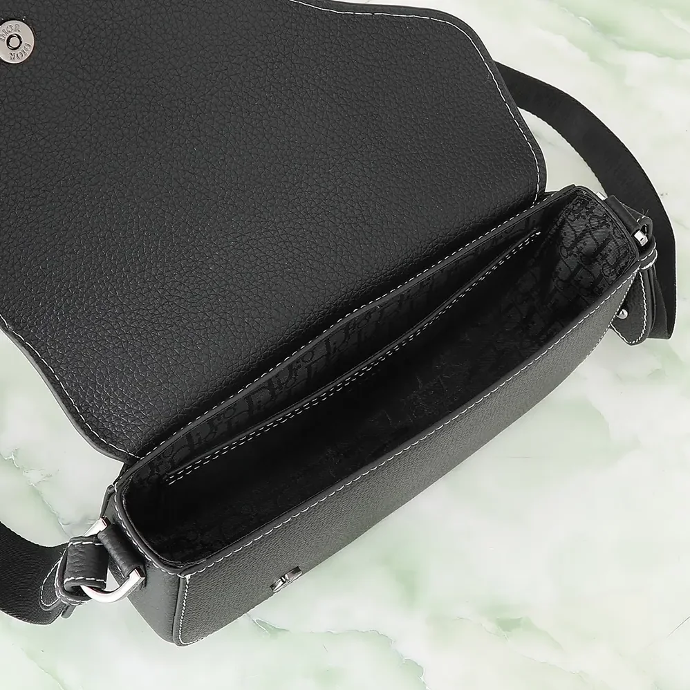 Dior Saddle Messenger Bag Black Grained Calfskin for Men
