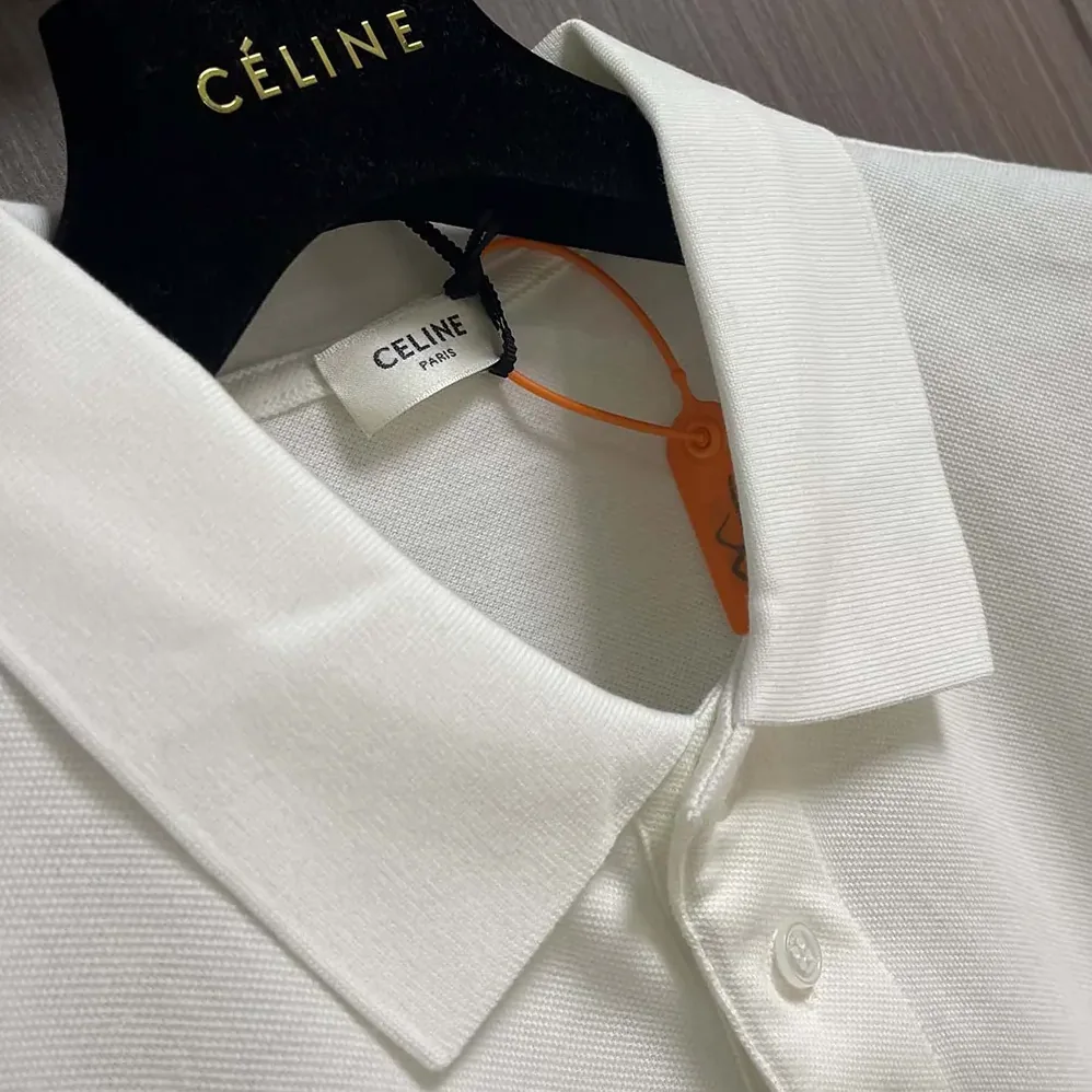 Celine Polo Shirt in Pique Cotton Jersey for Men in White