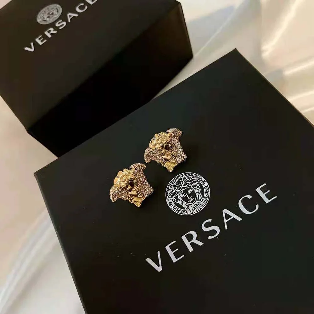 Versace Palazzo Dia Crystal Earrings for Women in Gold
