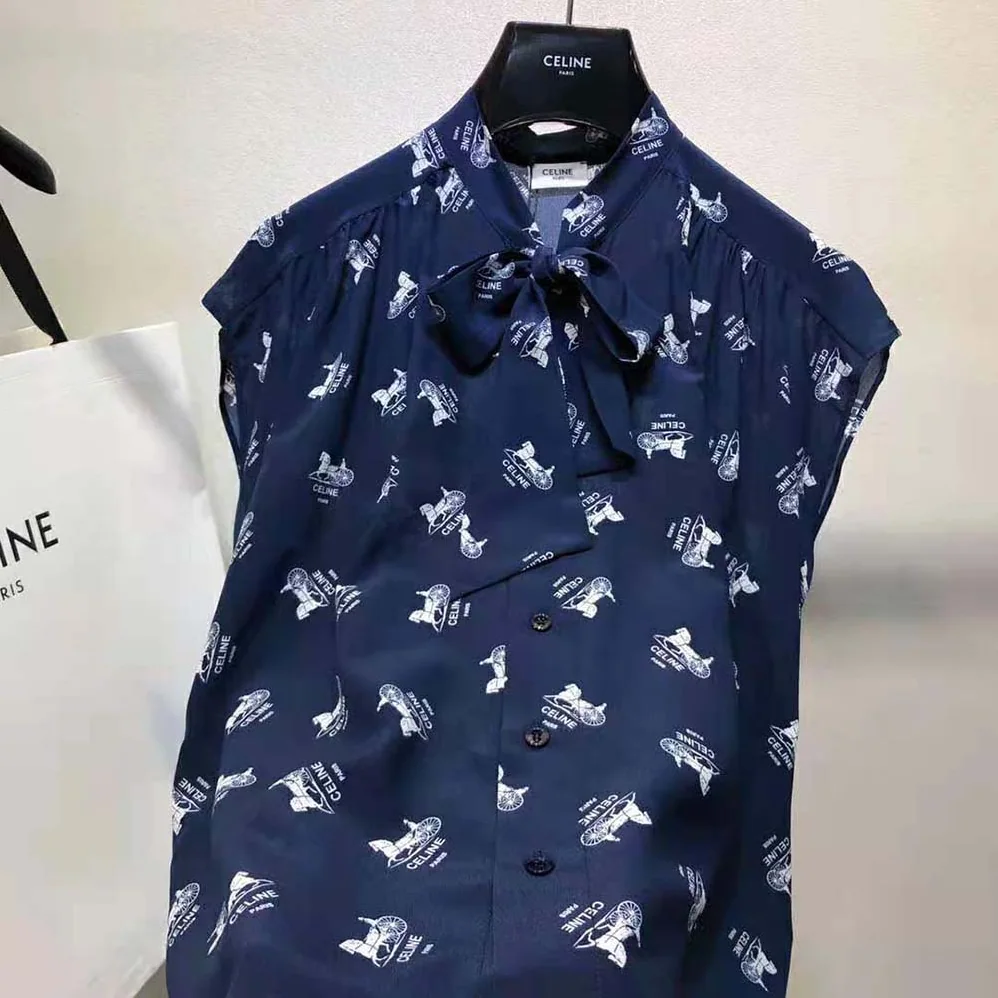 Celine Lavalliere Blouse in Crepe DE Chine for Women Celine Lavalliere Blouse in Crepe DE Chine for Women