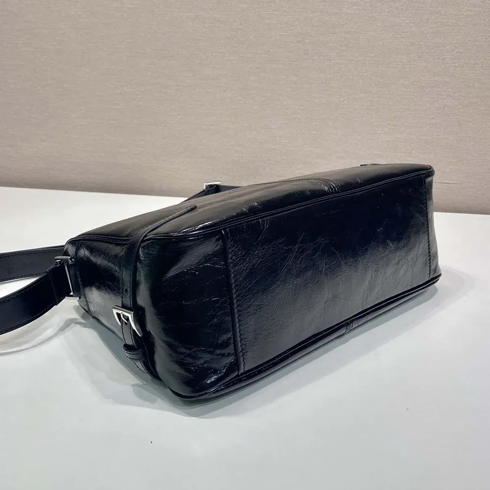 Prada Leather Shoulder Bag for Women in Black Prada Leather Shoulder Bag for Women in Black