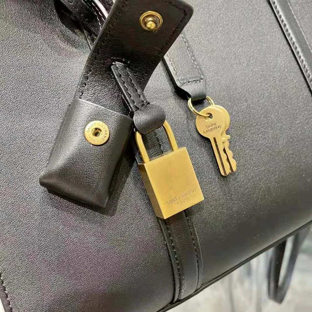 Saint Laurent YSL Lock Baby Duffle in Smooth Leather for Women in Black