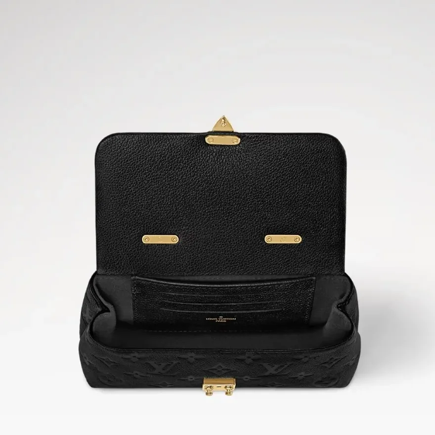 Louis Vuitton Nano Madeleine Top Handle Bag / Black Monogram Empreinte Gold Hardware