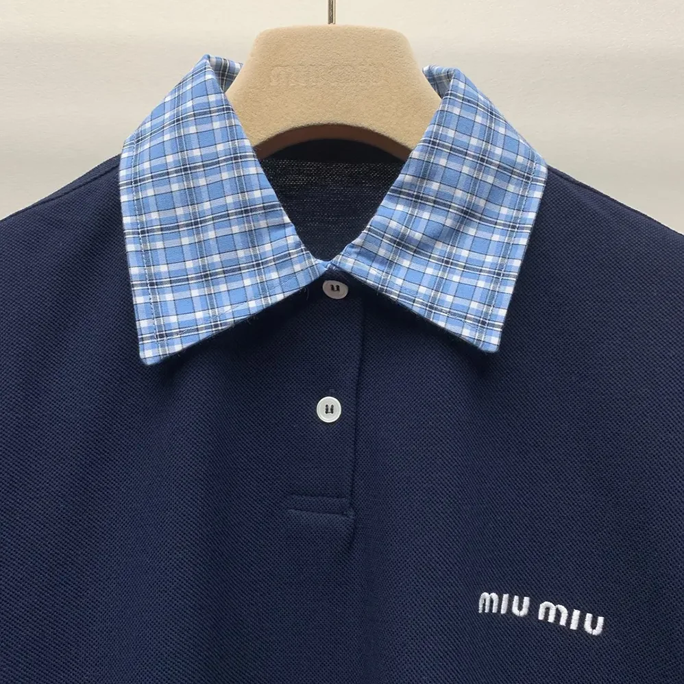 Miu Miu Piqué and Poplin Polo Shirt for Women