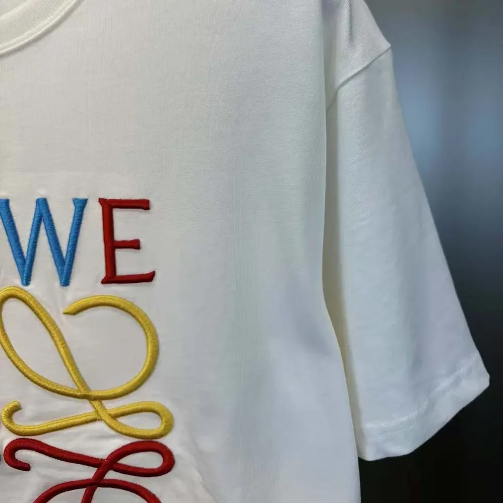 Loewe Glitch Anagram T-shirt in Cotton for Men in White/Red