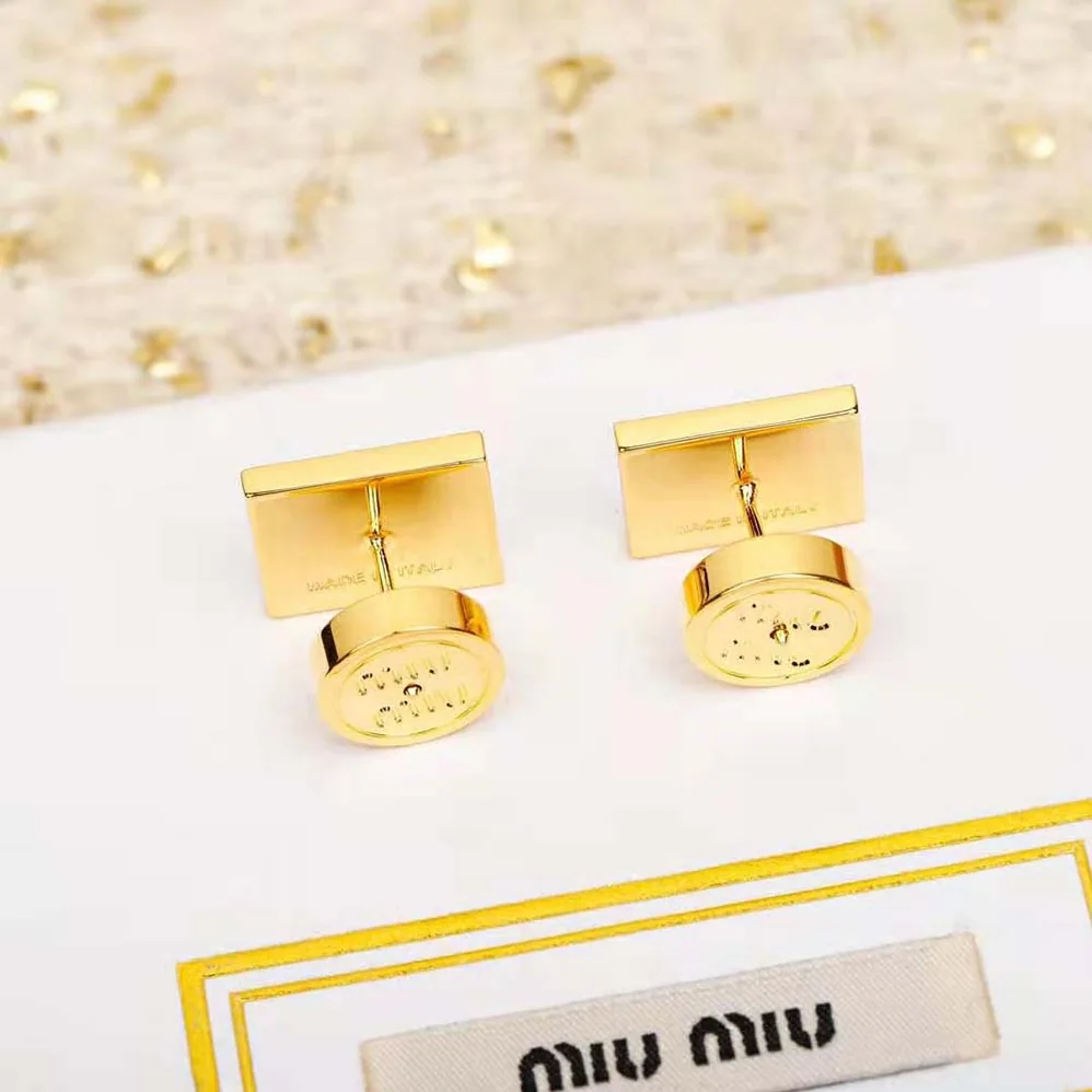 Miu Miu Metal Earrings with Engraved Logo for Women Miu Miu Metal Earrings with Engraved Logo for Women