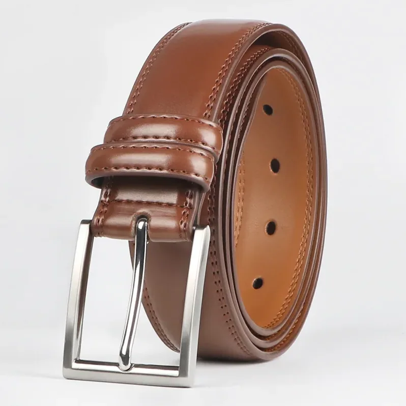 Woman Belt, 110cm,Leather Dress Belts With Single Prong Buckle For Suits, Jeans, Uniform, Light Brown