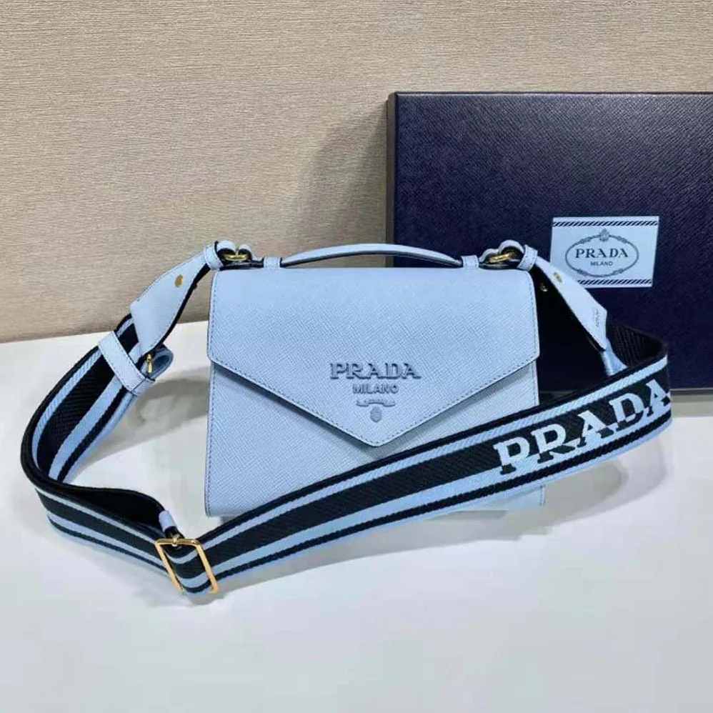 Prada Monochrome Saffiano and Leather Bag for Women in Blue