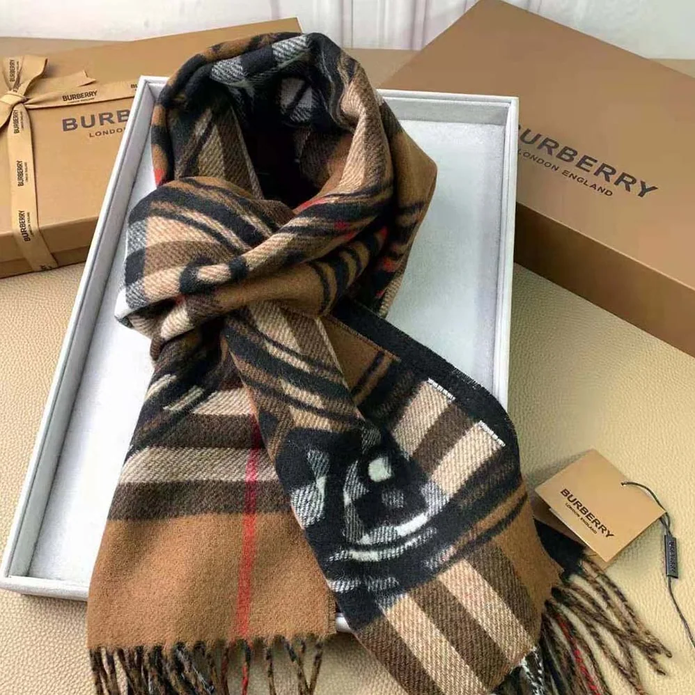 Burberry Montage Print Cashmere Scarf for Women in Brown