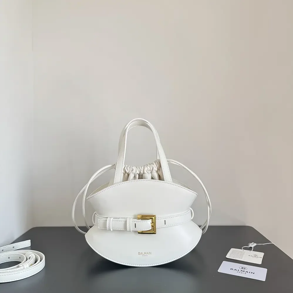 Balmain Shuffle Mini Bag In Calfskin Leather for Women in White