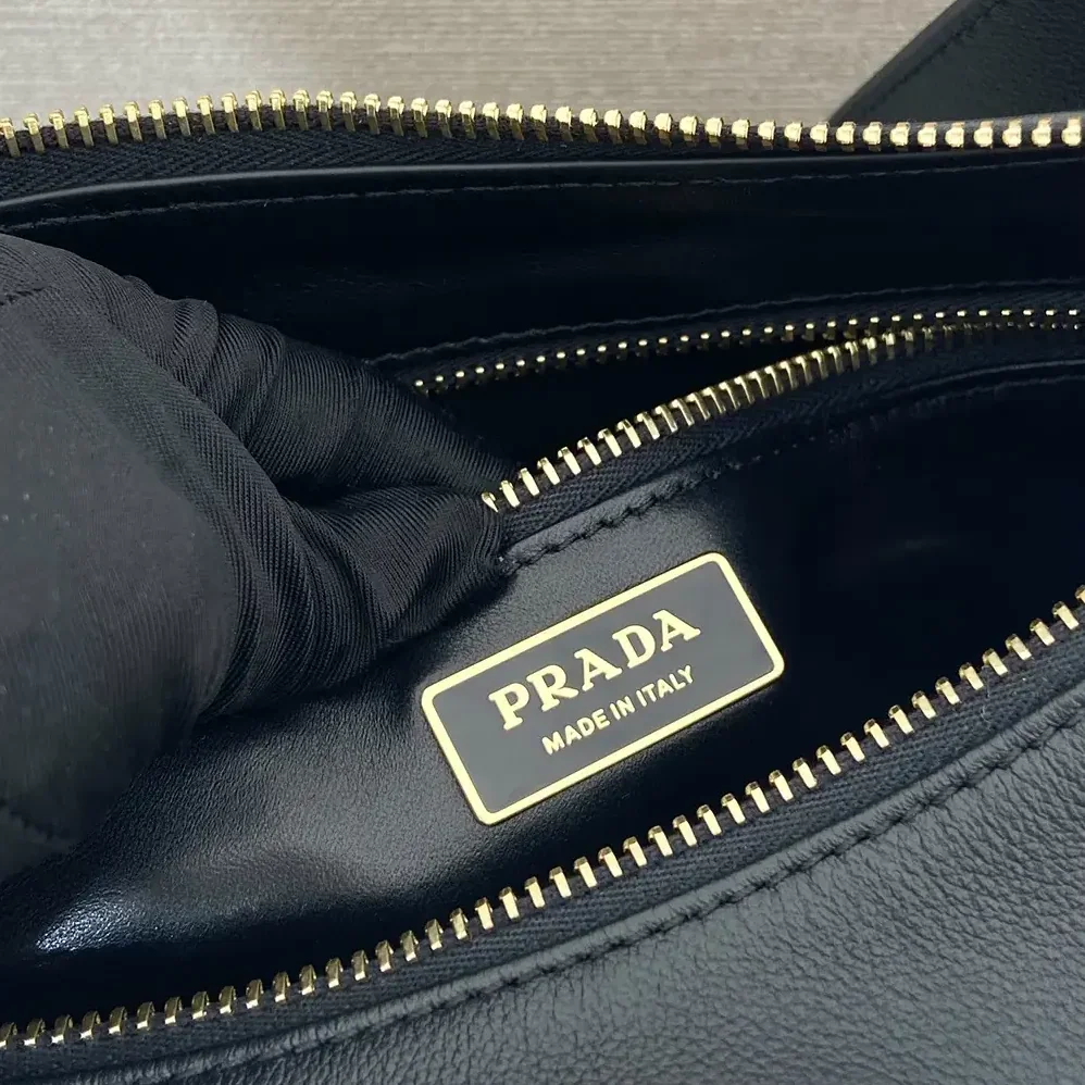 Prada Aimée Medium Leather Shoulder Bag for Women in Black