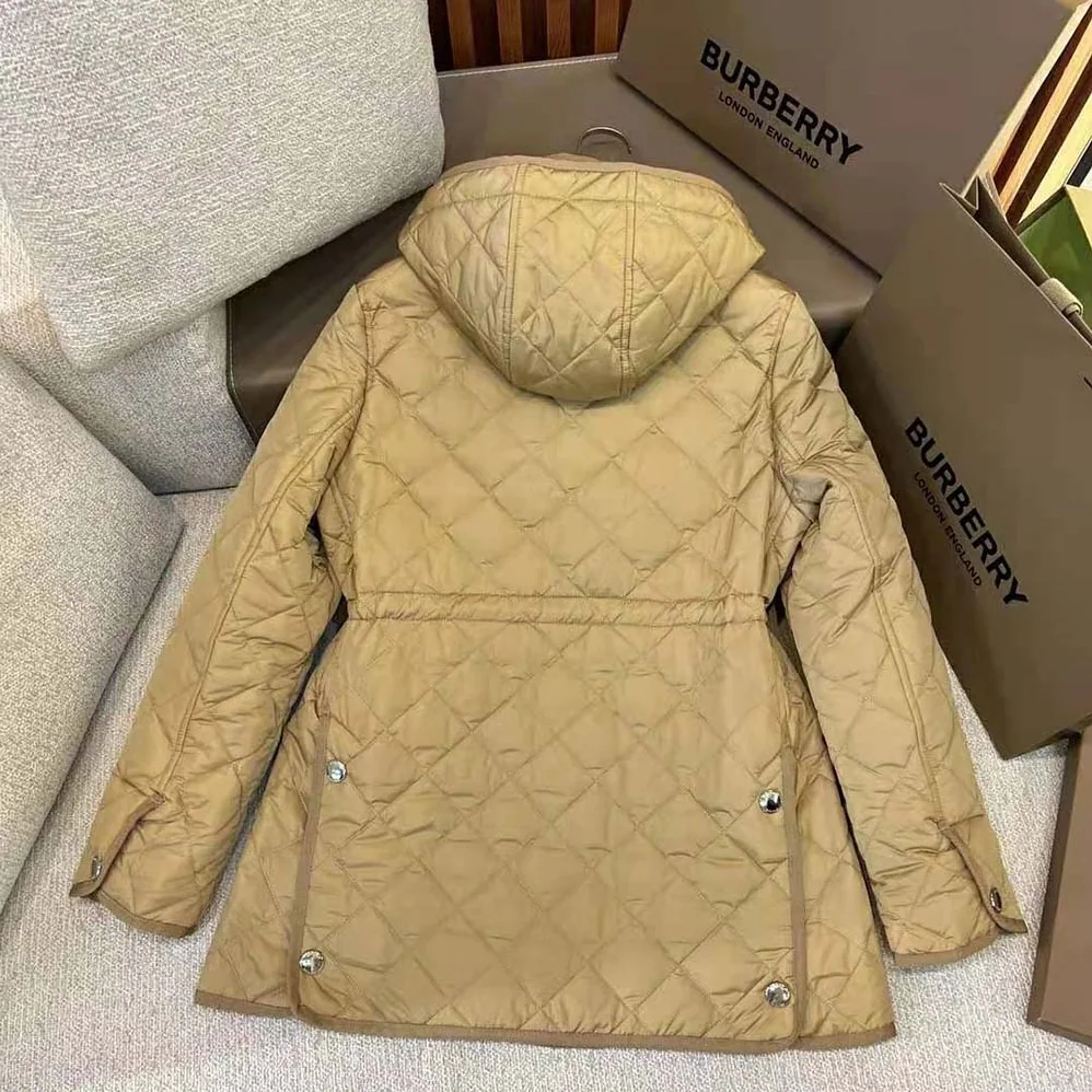 Burberry Diamond Quilted Nylon Jacket for Women in Brown Burberry Diamond Quilted Nylon Jacket for Women in Brown