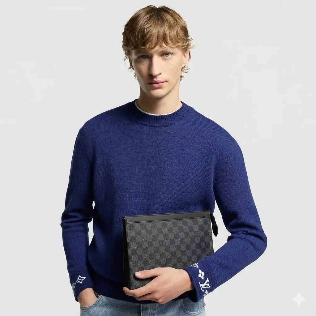 Louis Vuitton Pochette Voyage MM Pouch / Black/ Grey Damier Graphite Canvas Silver Hardware Louis Vuitton Pochette Voyage MM Pouch / Black/ Grey Damier Graphite Canvas Silver Hardware